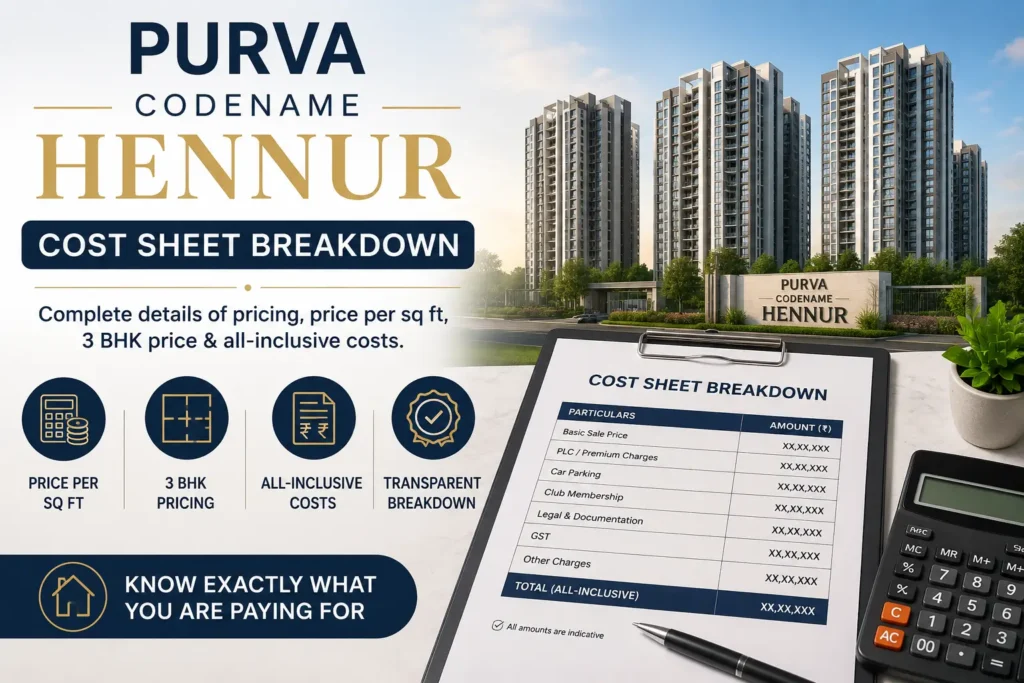 Purva Codename Hennur cost sheet breakdown